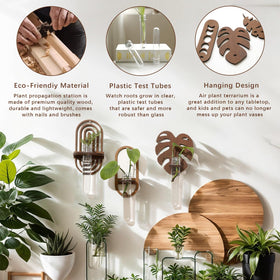 ArtLady wooden base features leaf design for decorative plant displays.