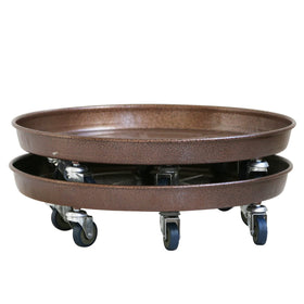 ARTLINE 20-inch round plant stand with lockable wheels supports heavy pots on floors.