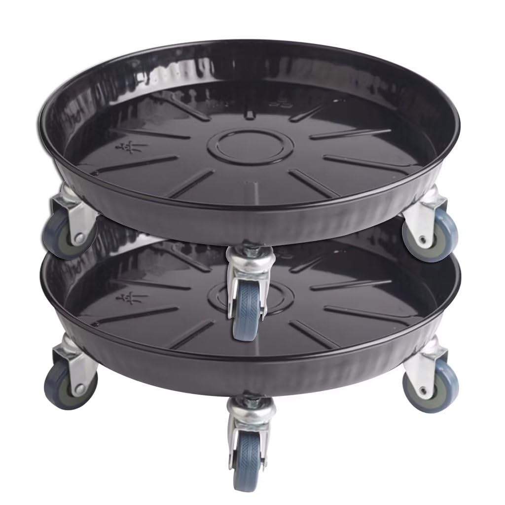 ARTLINE round plant stand with lockable wheels, side view for easy indoor-outdoor mobility.