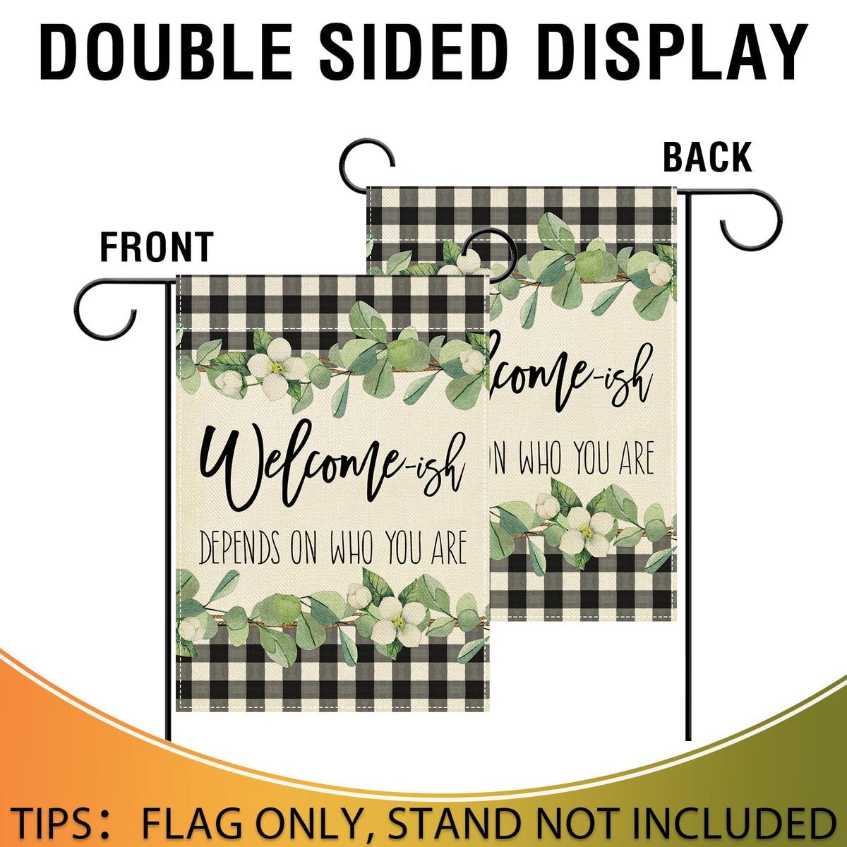 Artofy buffalo plaid pattern garden flag with floral touches for cozy farmhouse charm on patios
