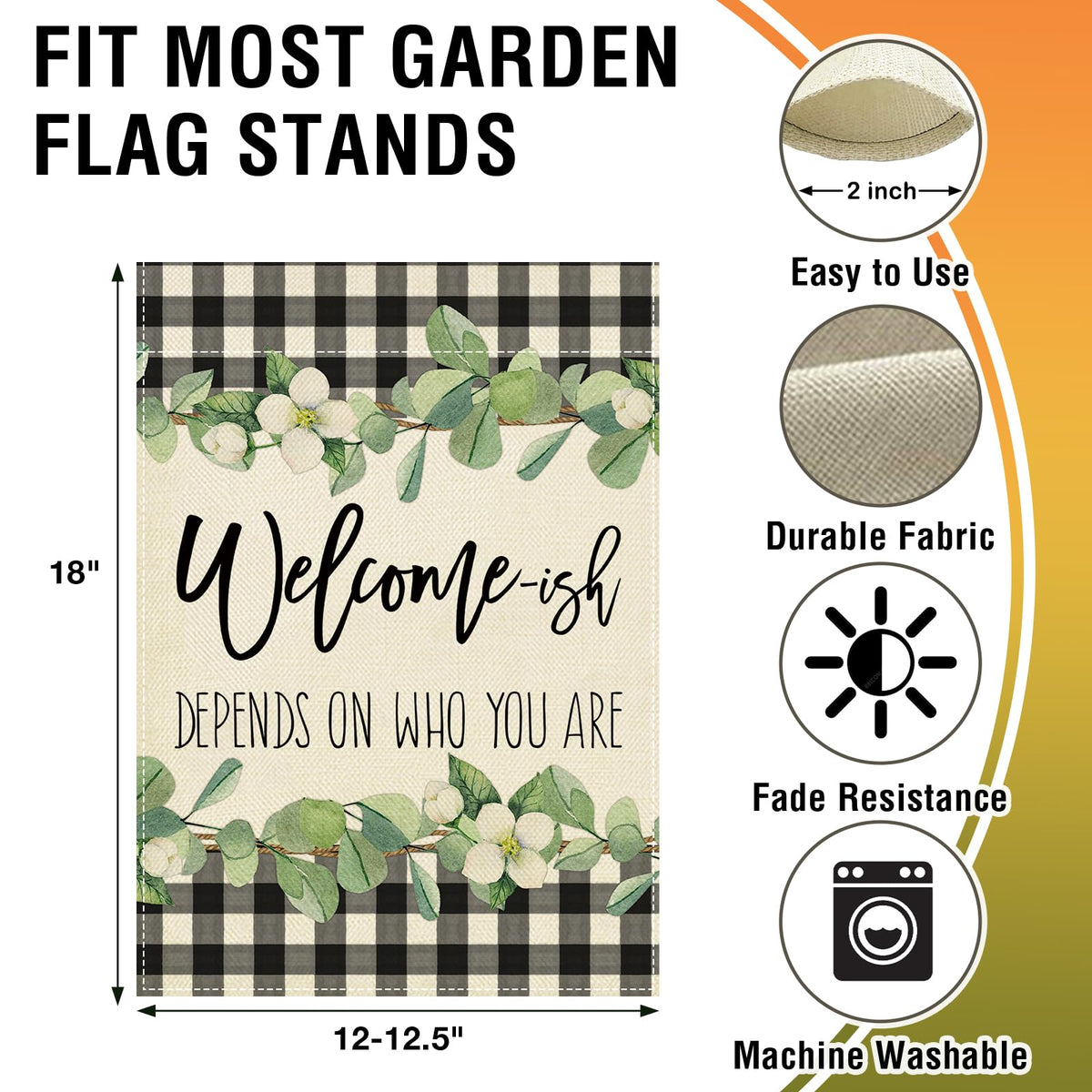 Artofy burlap flag close-up showing texture and fade-resistant colors for year-round outdoor use