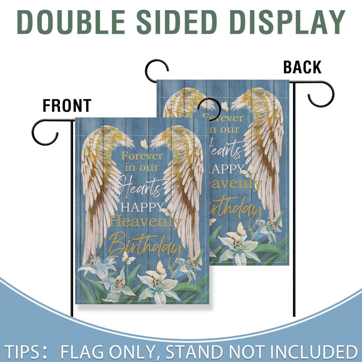 Artofy double-sided memorial flag readable from both sides during display.