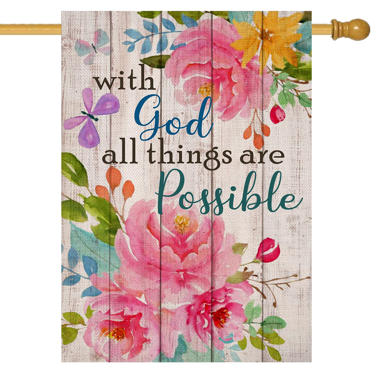 Artofy garden flag with God All Things Are Possible for outdoor inspiration.