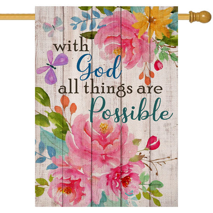 Artofy garden flag with God All Things Are Possible for outdoor inspiration.