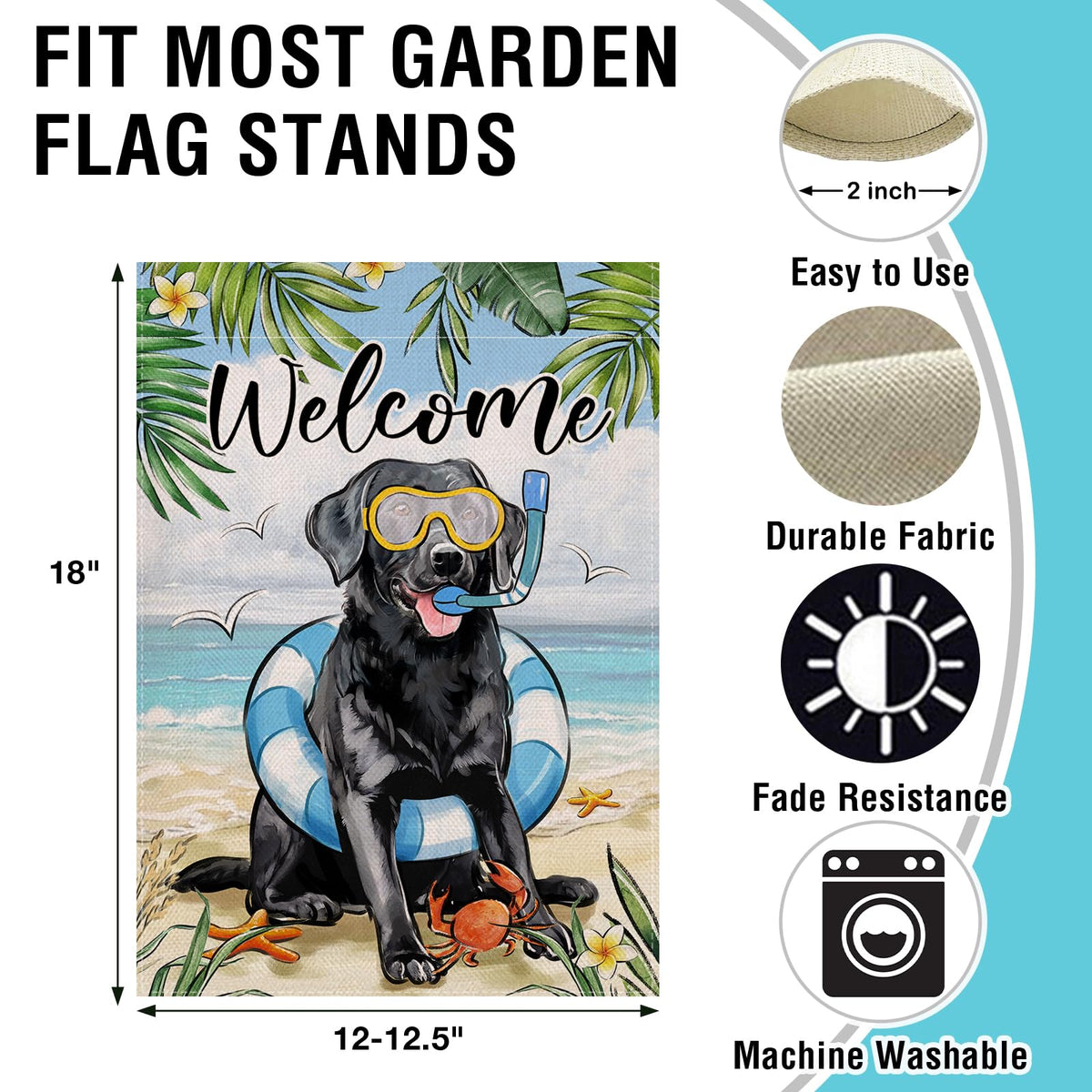 Artofy Labrador puppy swim ring pattern flag enhances coastal yard appeal