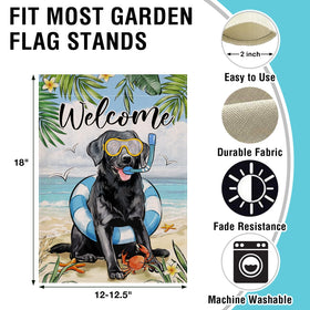 Artofy Labrador puppy swim ring pattern flag enhances coastal yard appeal
