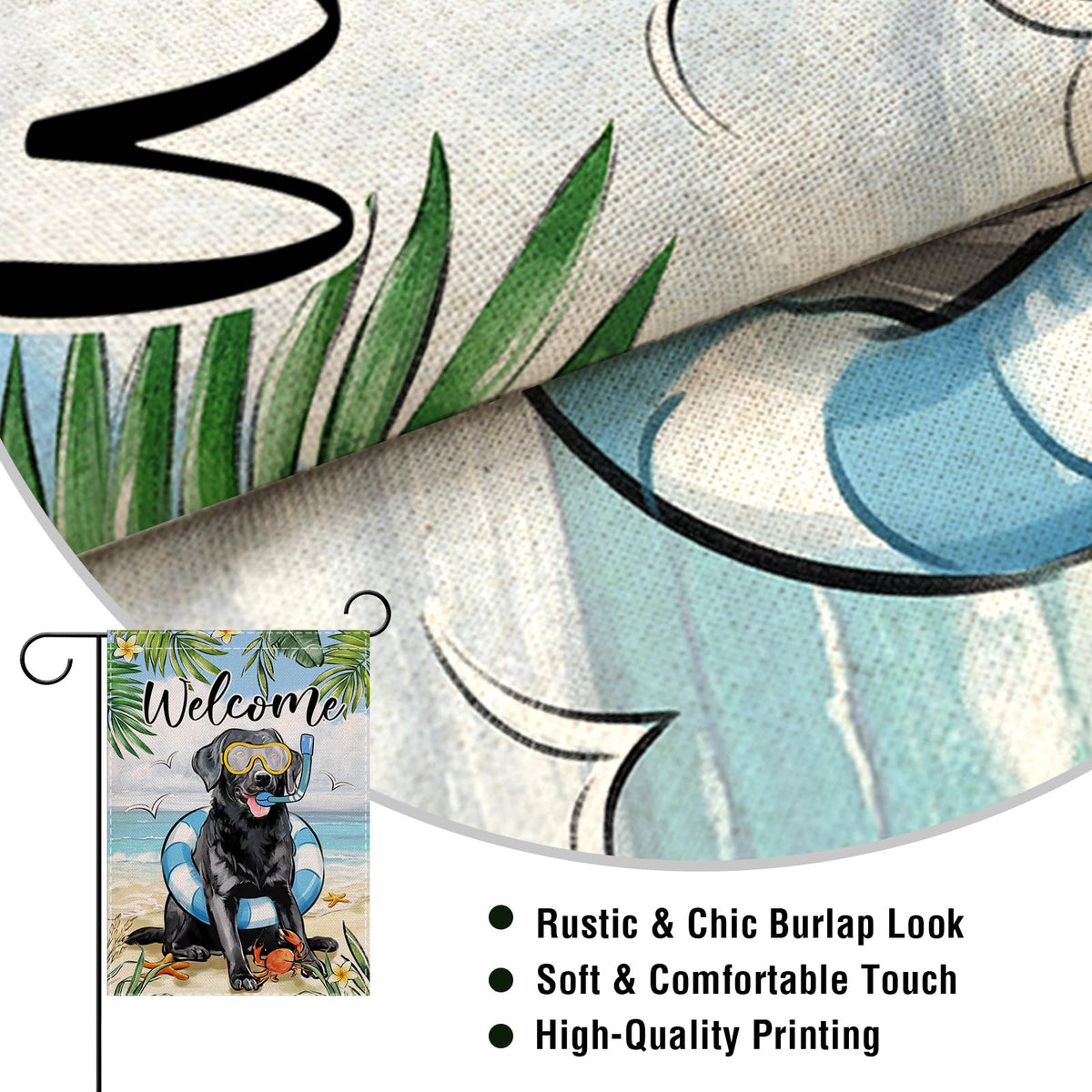 Artofy ocean palm leaves crab seagulls flag brings seaside vibe to porch
