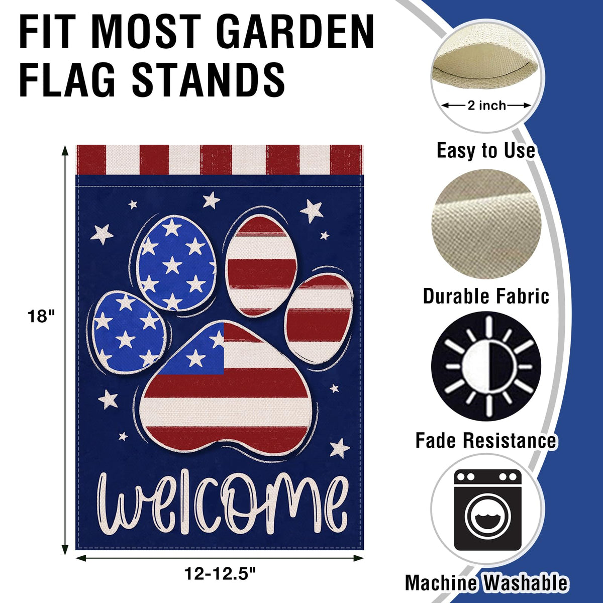 Artofy patriotic flag with stars and stripes on dark blue for outdoor yards.