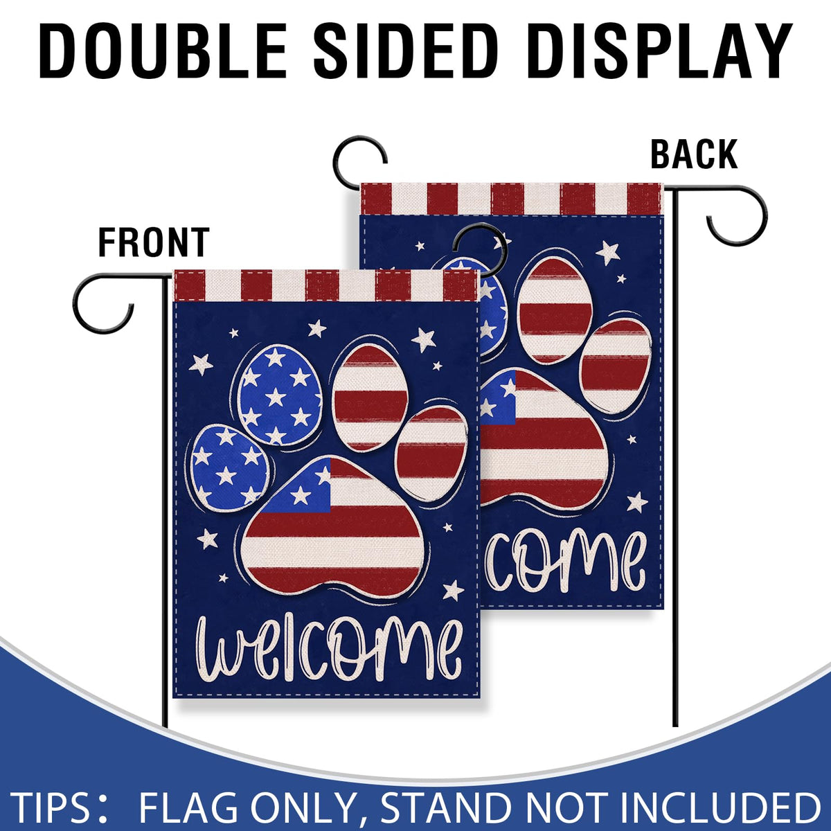 Artofy weatherproof burlap flag stands up to rain and sun.