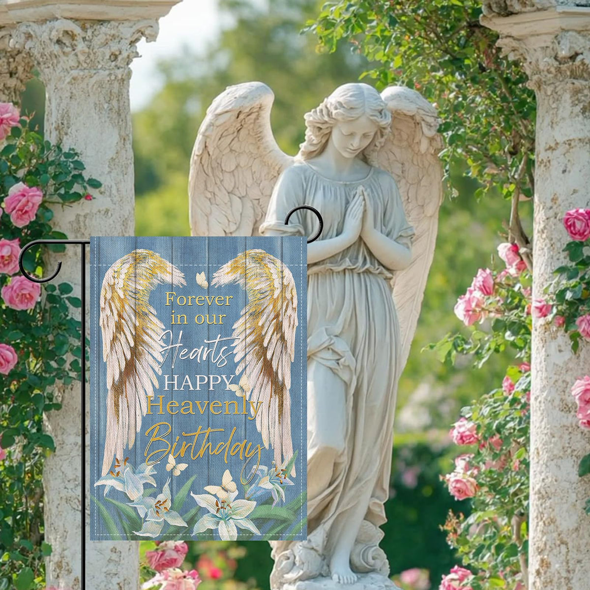 Artofy weatherproof garden flag durable for year-round outdoor decor.