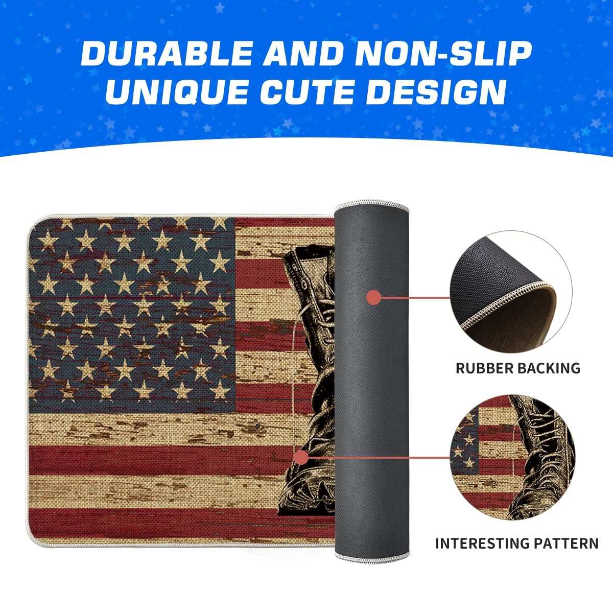 Artoid Mode 4th of July memorial doormat adds seasonal charm for indoor and outdoor spaces.