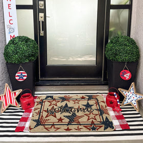 Artoid Mode America Stars Memorial Day doormat on deck or patio for outdoor use