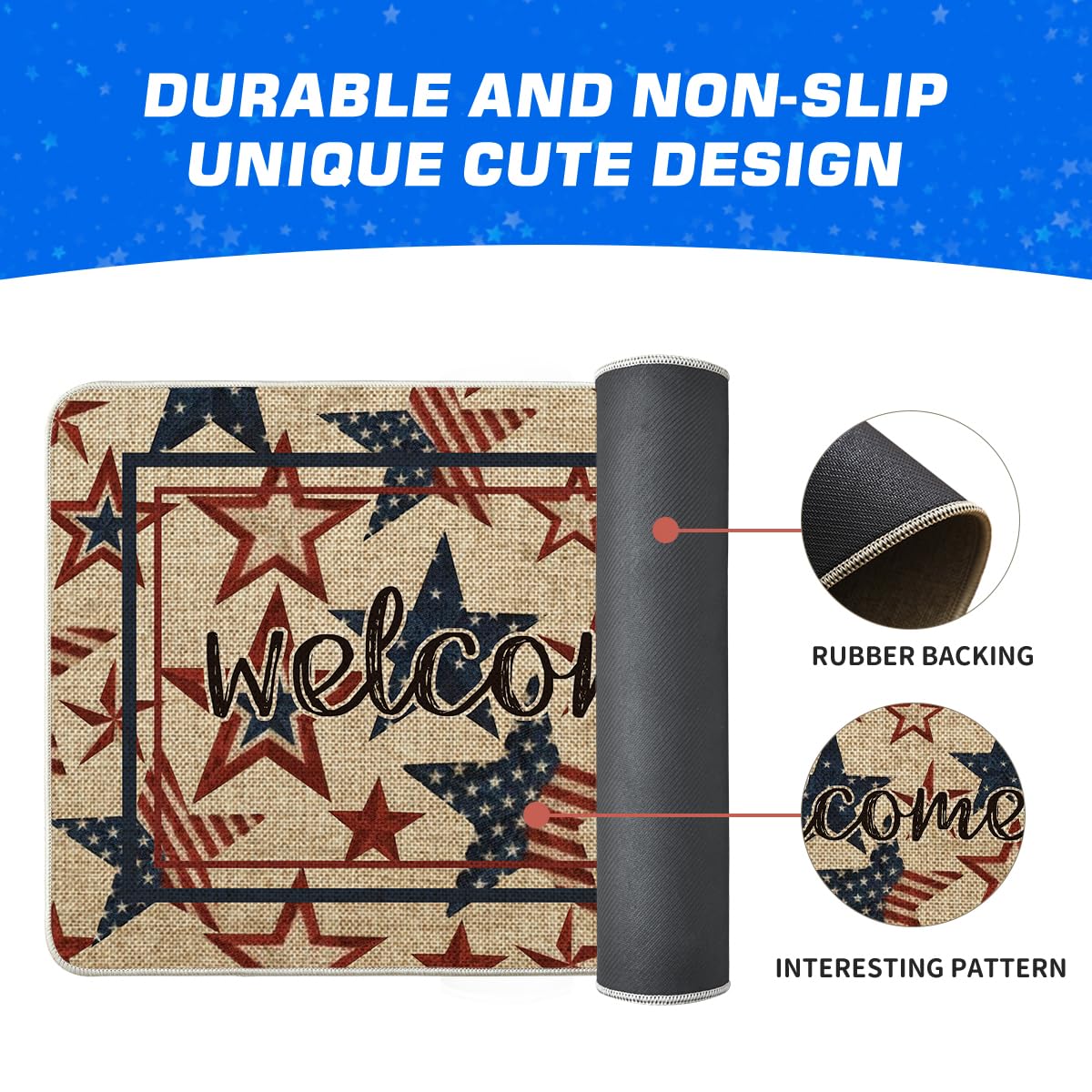 Artoid Mode doormat's non-slip rubber backing for outdoor stability