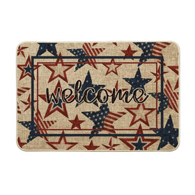 Artoid Mode America Stars Memorial Day doormat front view, welcoming entry outdoors