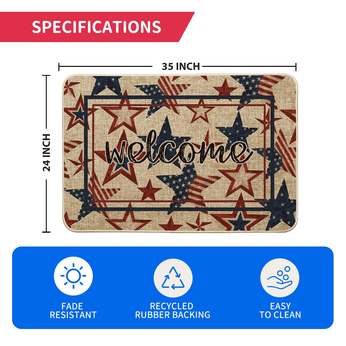 Artoid Mode America Stars doormat suitable for indoor and outdoor use