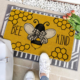Artoid Mode Bee Kind Indoor Outdoor Doormat Yellow enhances entryway style while resisting wear.