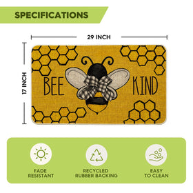 Artoid Mode Bee Kind Low-Profile Doormat 0.25-inch fits most entryways.