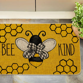 Artoid Mode Bee Kind Welcome Pattern Doormat brightens porches and invites guests.