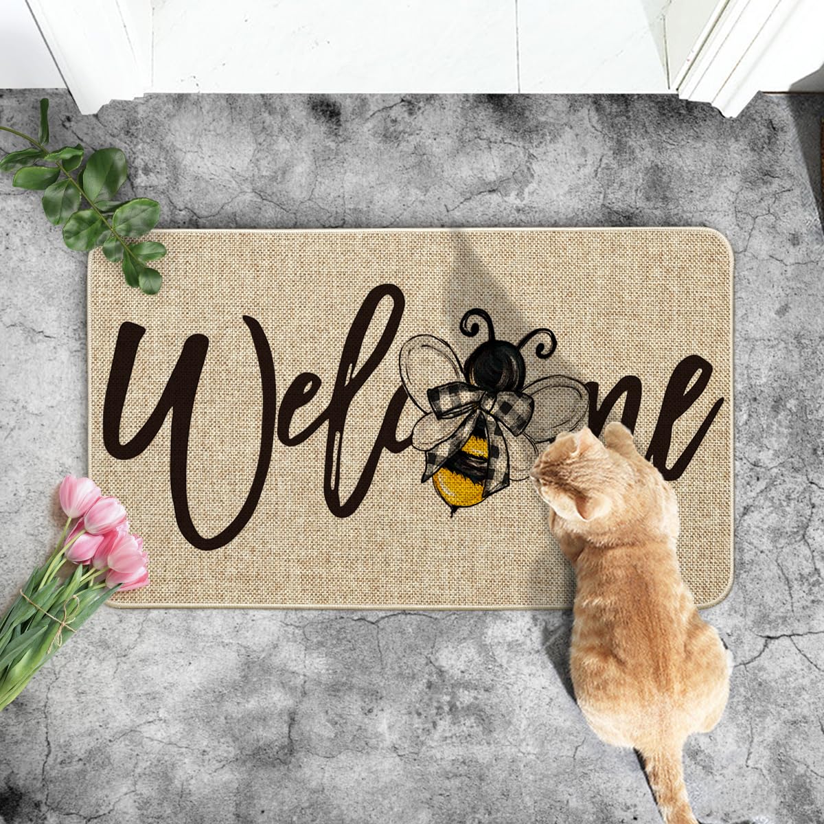 Artoid Mode bee doormat lightweight and easy to clean after yard debris.