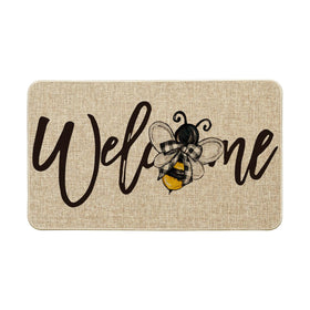 Artoid Mode Bee Welcome Spring doormat at entry, sturdy for indoor or outdoor use.