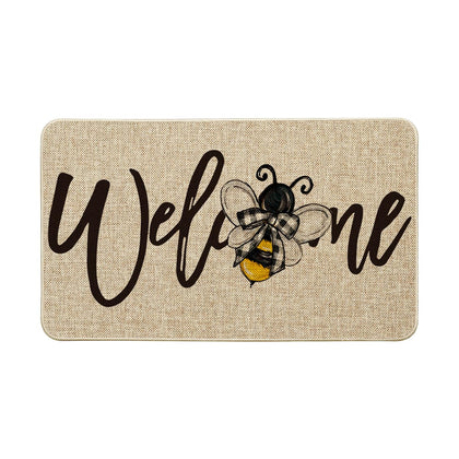 Artoid Mode Bee Welcome Spring doormat at entry, sturdy for indoor or outdoor use.