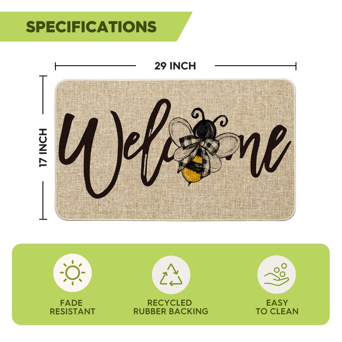 Artoid Mode bee welcome mat designed for busy entryways; easy to maintain.