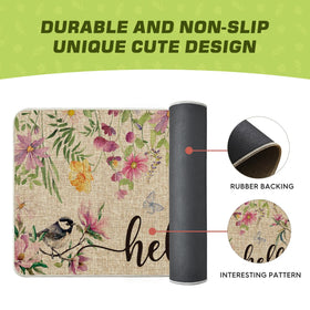 Durable rubber backing with polyester felt surface provides easy maintenance and stain resistance.