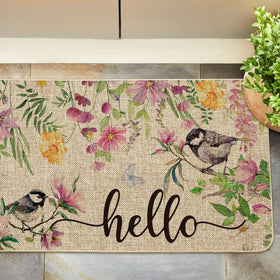 Decorative yet practical doormat suitable for decks, porches, and entryways.