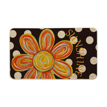 Artoid Mode doormat at front door with floral dots for seasonal curb appeal