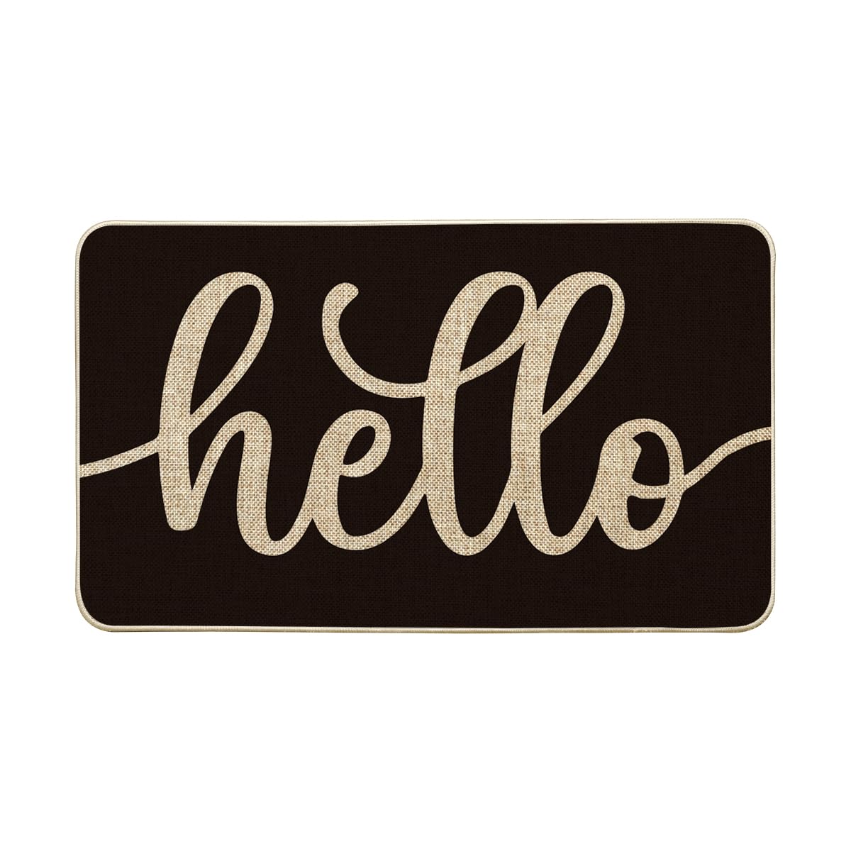 Artoid Mode Black Hello Halloween doormat 17x29 inches welcomes guests.
