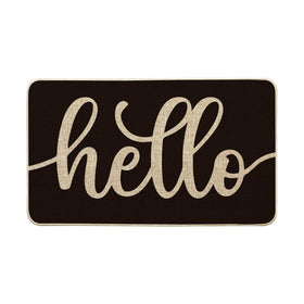 Artoid Mode Black Hello Halloween doormat 17x29 inches welcomes guests.