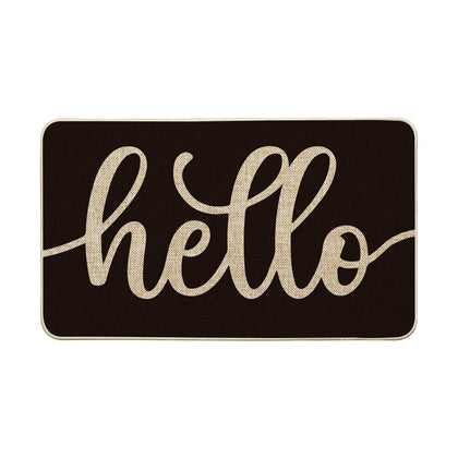Artoid Mode Black Hello Halloween doormat 17x29 inches welcomes guests.
