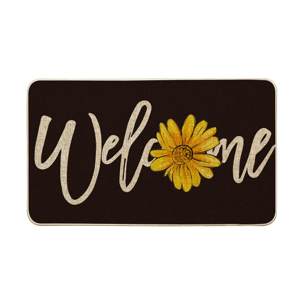 Artoid Mode Black Sunflower doormat adds stylish entryway decor and welcomes guests.