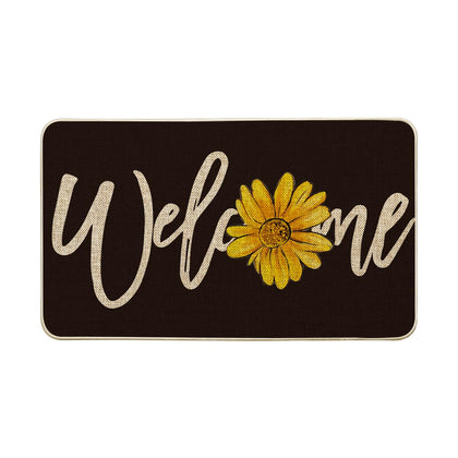 Artoid Mode Black Sunflower doormat adds stylish entryway decor and welcomes guests.