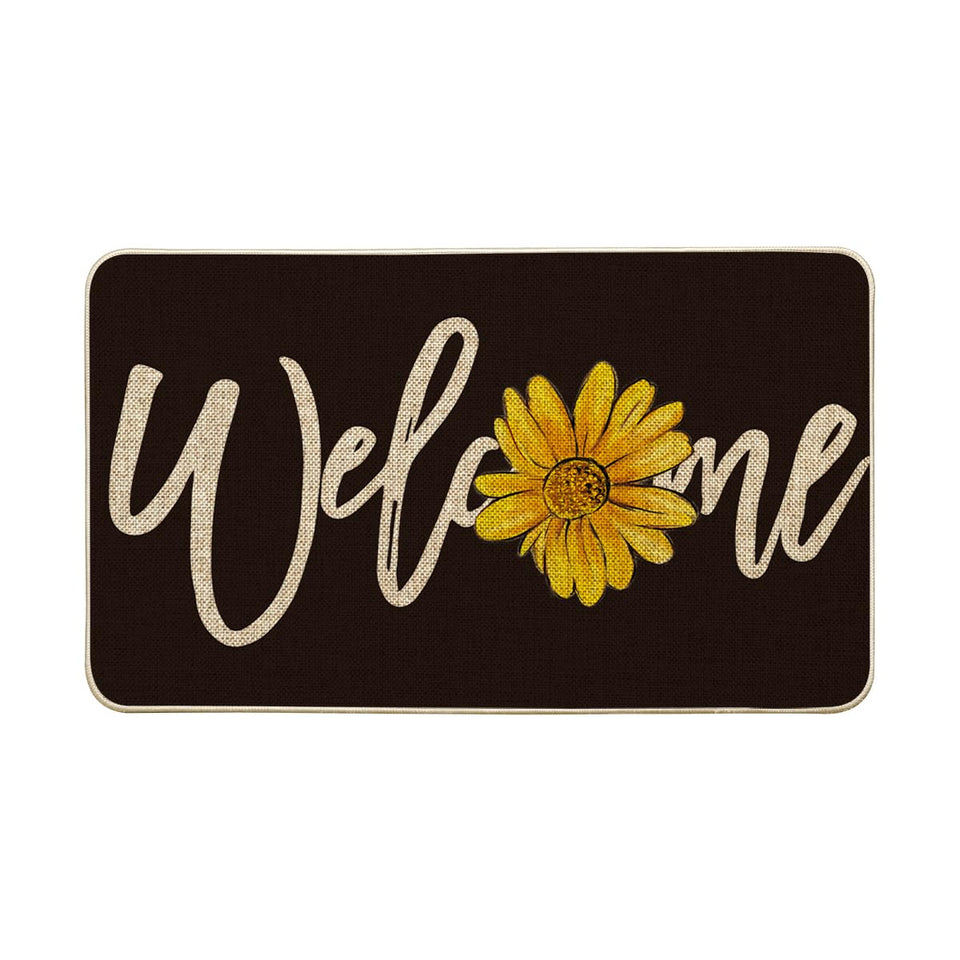 Artoid Mode Black Sunflower doormat adds stylish entryway decor and welcomes guests.