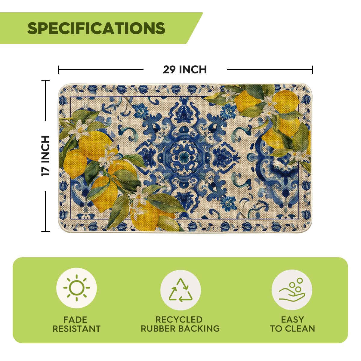 Artoid Mode Blue Floral Lemons easy-cleaning surface for quick maintenance