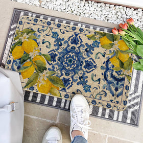 Artoid Mode Blue Floral Lemons pattern detail highlights vibrant colors