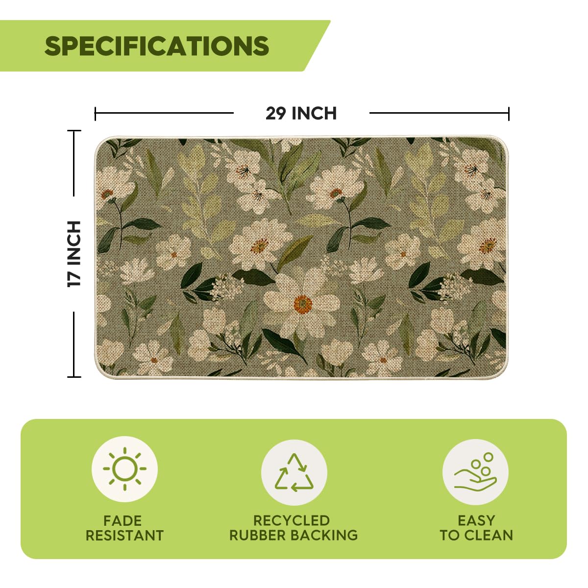 Artoid Mode daisy flowers doormat sized 17x29 inches.