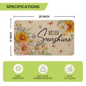 Artoid Mode butterfly daisy doormat cleans quickly with hose or mild detergent.