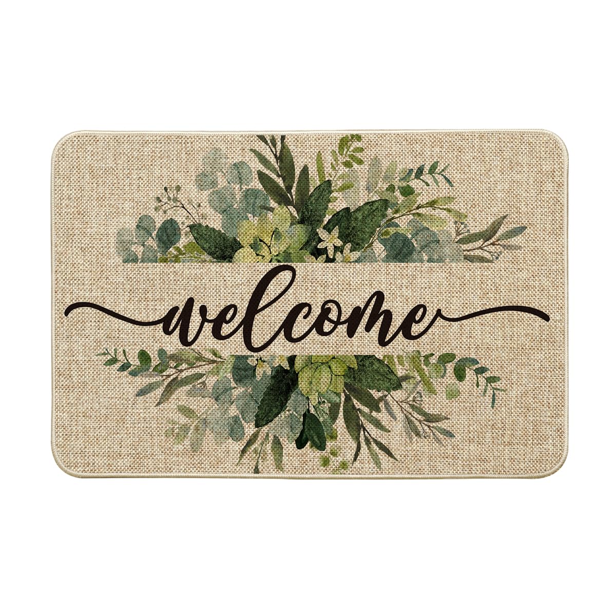 Artoid Mode eucalyptus leaves doormat welcoming spring entryways.