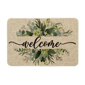 Artoid Mode eucalyptus leaves doormat welcoming spring entryways.