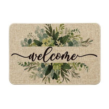 Artoid Mode eucalyptus leaves doormat welcoming spring entryways.