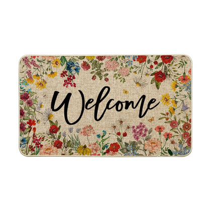 Artoid Mode Flowers Lavender Daisy doormat greets guests with seasonal charm and durability at the entry.
