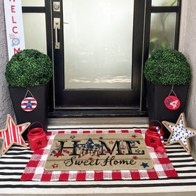 Artoid Mode fourth of July blue star doormat with low-profile design.