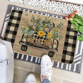 Artoid Mode Hello Sunshine doormat close-up texture durable and stain-resistant surface