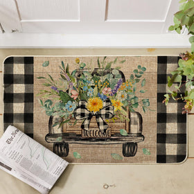 Artoid Mode Hello Sunshine doormat entryway on porch adds cheerful spring decor
