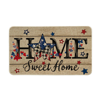 Artoid Mode home sweet home blue star patriotic doormat for indoor and outdoor entryways.