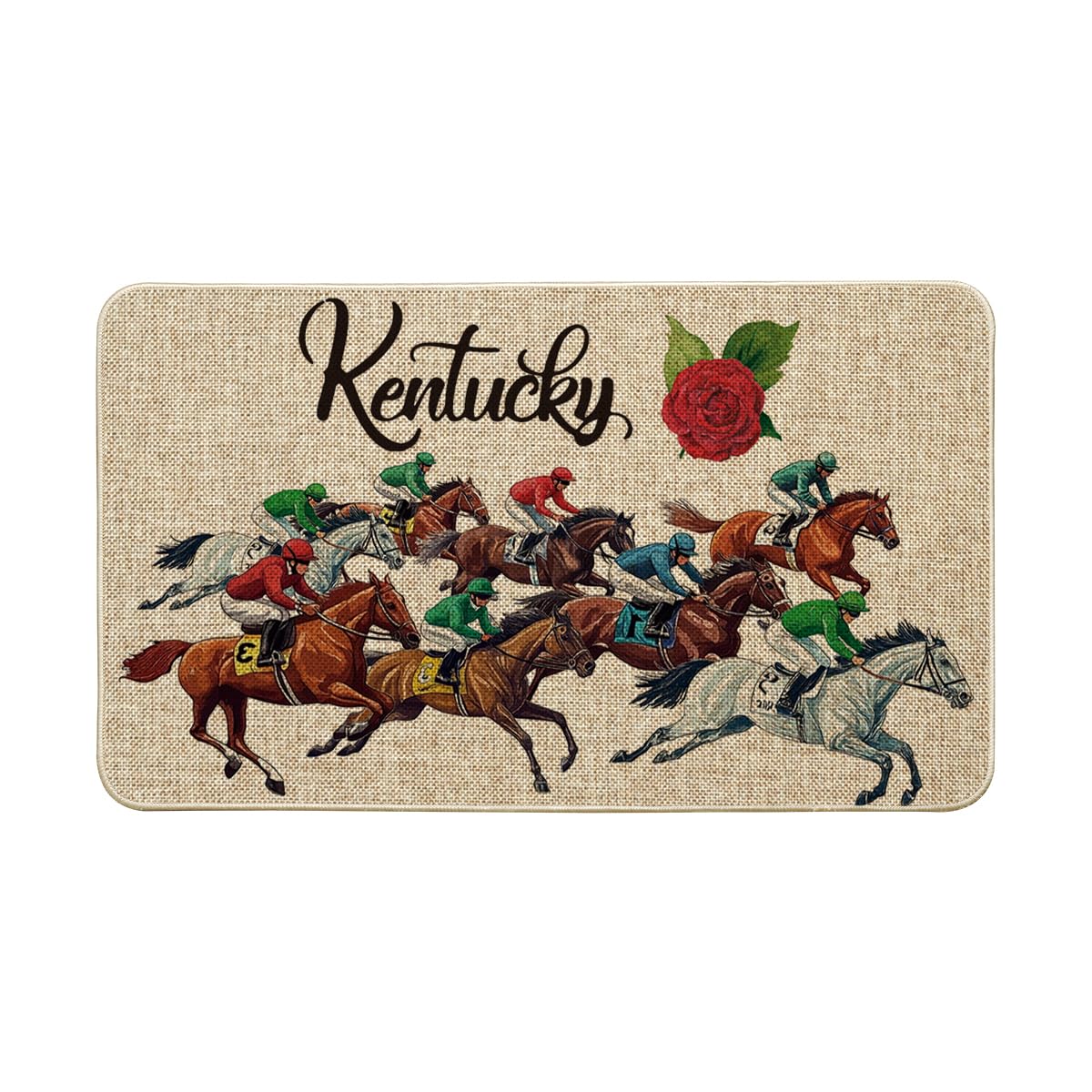 Artoid Mode horse racing doormat with derby pattern enhances curb appeal at entryways