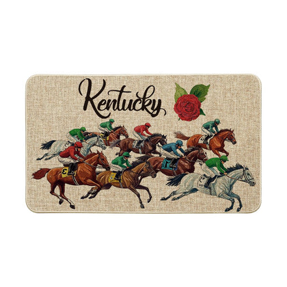 Artoid Mode horse racing doormat with derby pattern enhances curb appeal at entryways