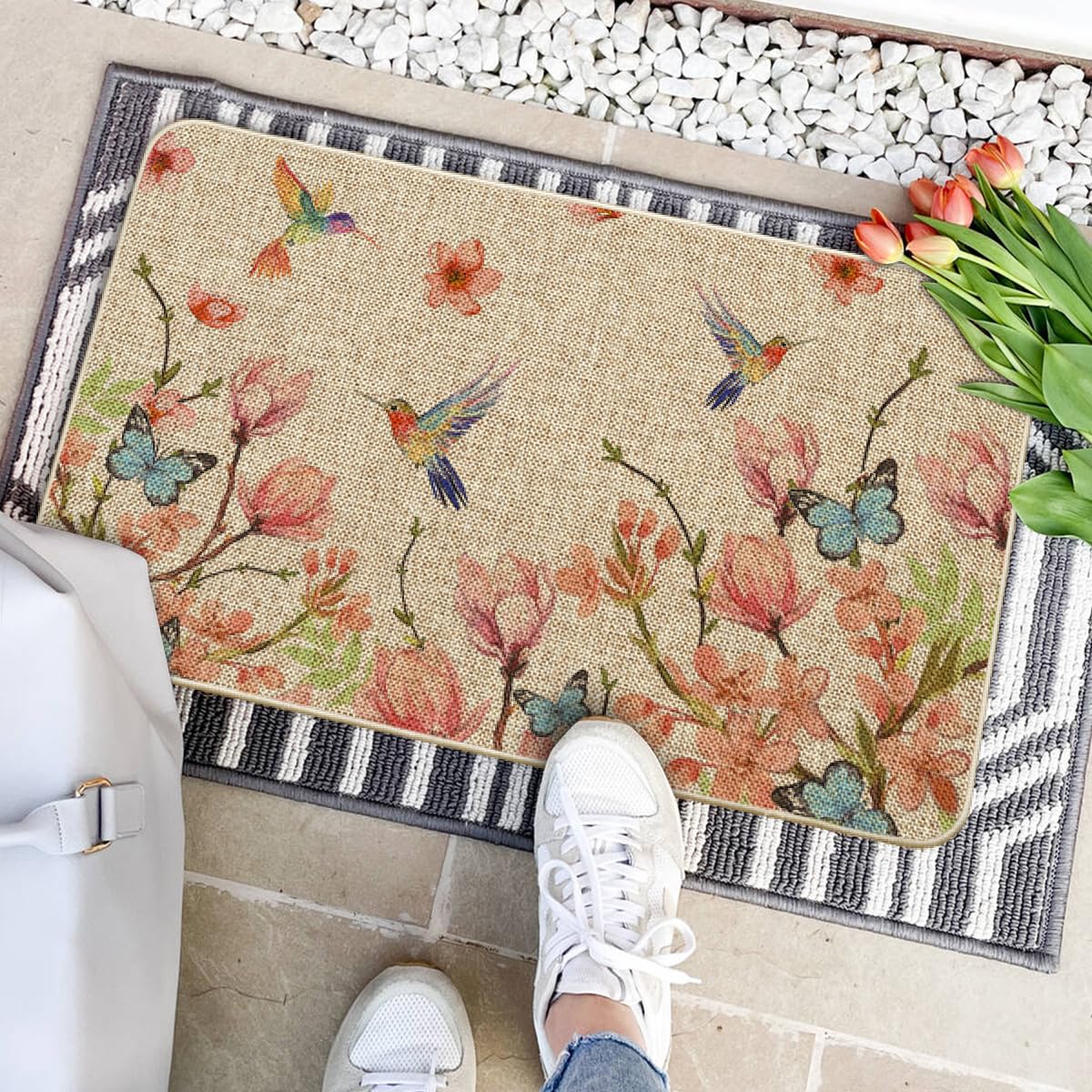 Artoid Mode hummingbird doormat ideal for indoor-outdoor use and welcoming guests